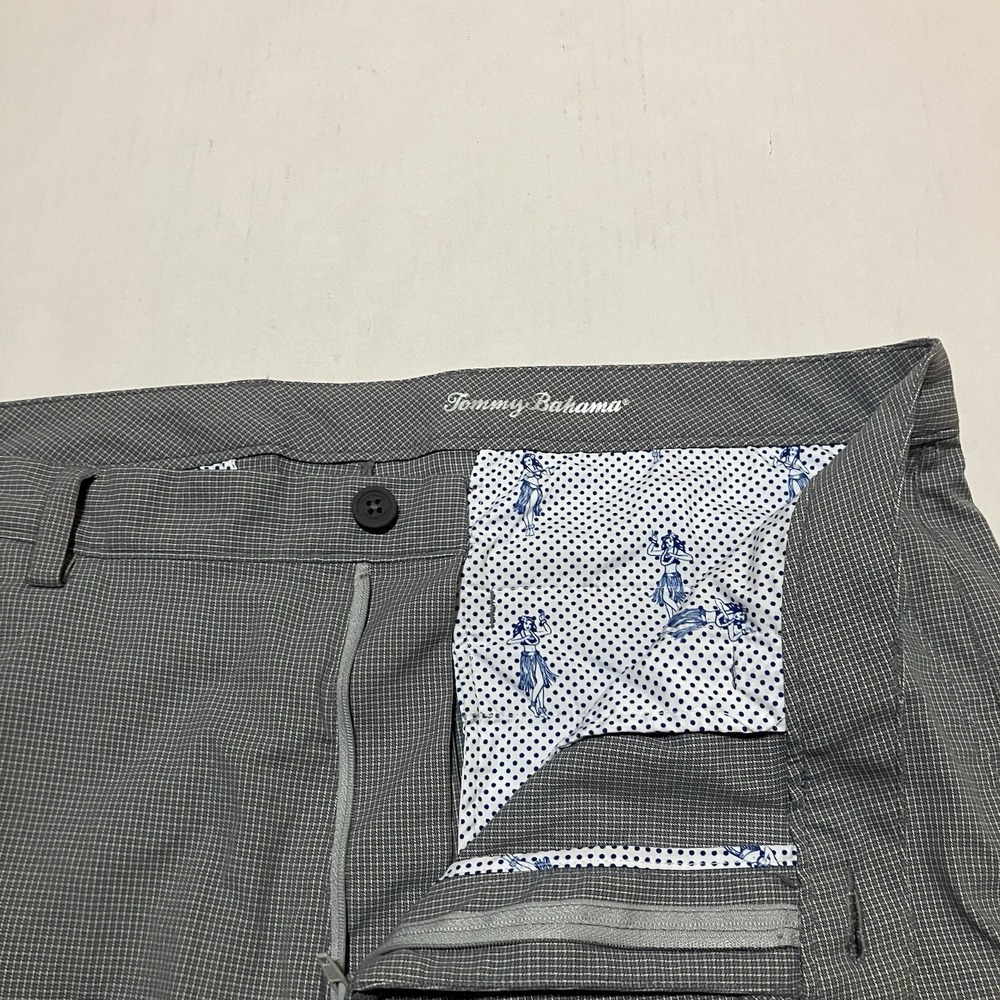 Tommy Bahama Pants Mens 38 X 28.5 Nylon Check Golf Performance Pants Gray Chino